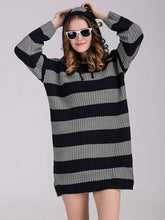 Striped Hooded Women's Sweater Dress